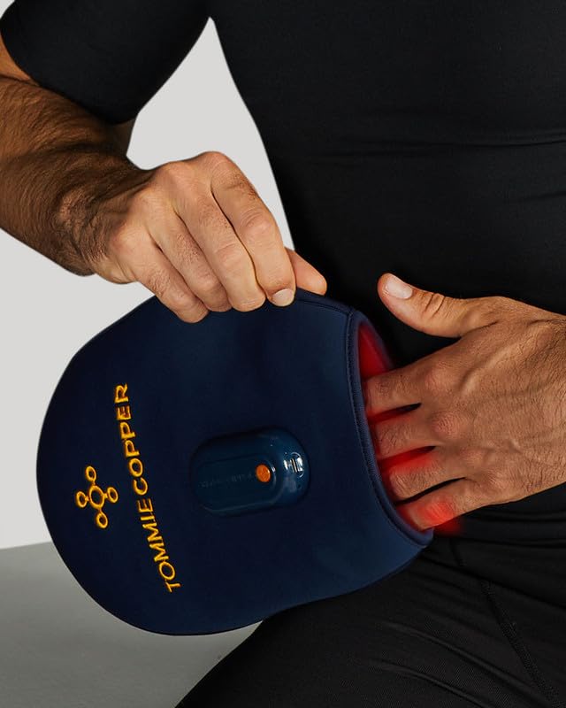 Tommie Copper infrared mitt, wrist area, delivers deep-penetrating wavelengths for daily recovery routines.