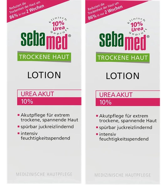 Tomo Wellness Seba-med Extreme Dry Skin Repair Lotion with 10% Urea lends deep hydration for severely dry skin.