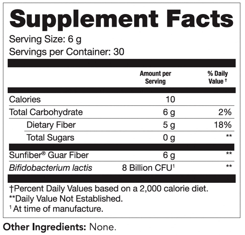 Scoop of Sunfiber GI powder ready to blend into beverages.
