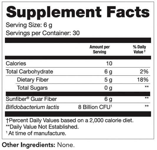 Scoop of Sunfiber GI powder ready to blend into beverages.