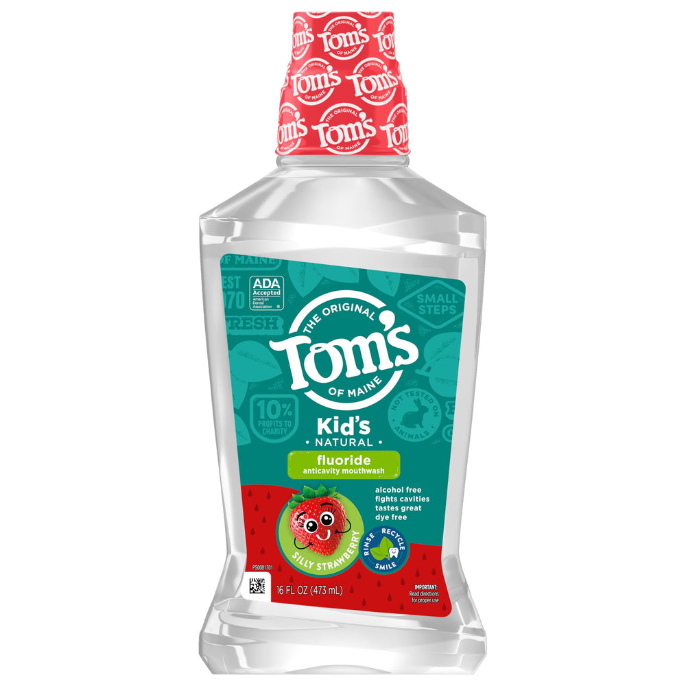 Tom's of Maine brand logo with eco-friendly mission and B Corp notes.