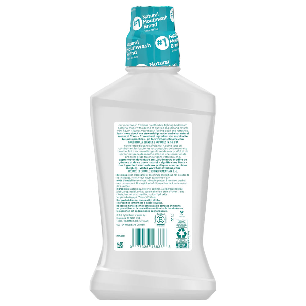 Final splash of bright mint aroma after using Tom's of Maine Sea Salt Mouthwash.
