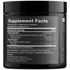 Toniiq Ashwagandha capsules shown for easy daily supplement routine.