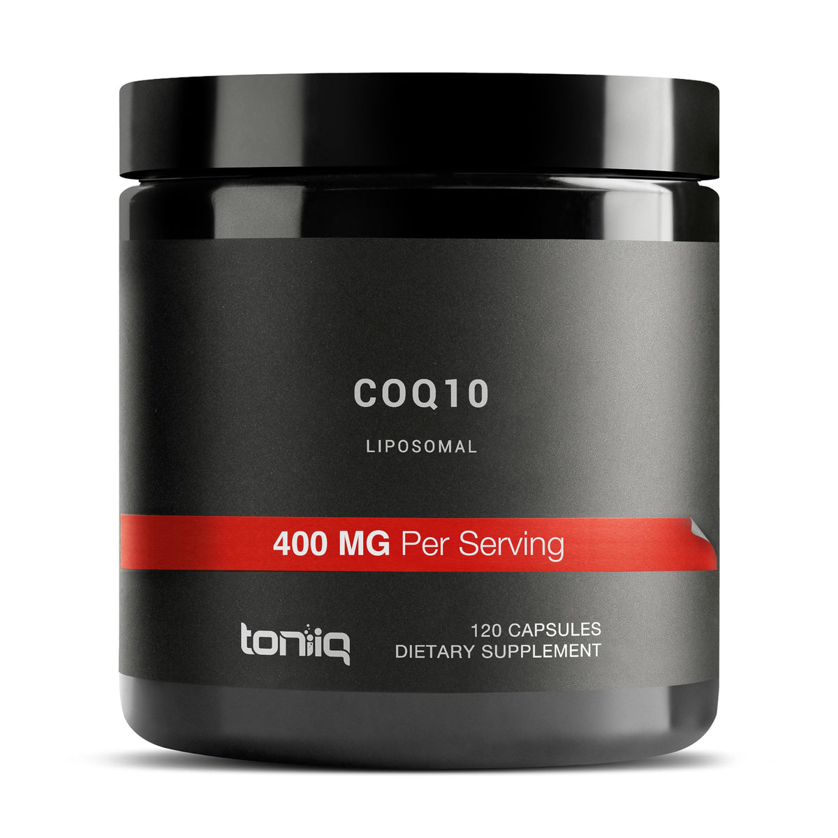 Toniiq CoQ10 bottle with capsules for daily wellness support