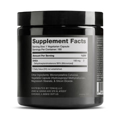 Toniiq DHEA 100mg capsules close-up showing micronized, easily absorbed texture
