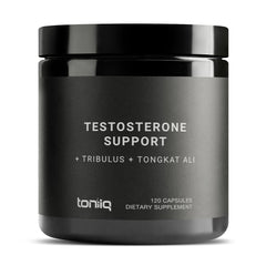 Toniiq Elite T Formula bottle closeup showing premium packaging for serious athletes.
