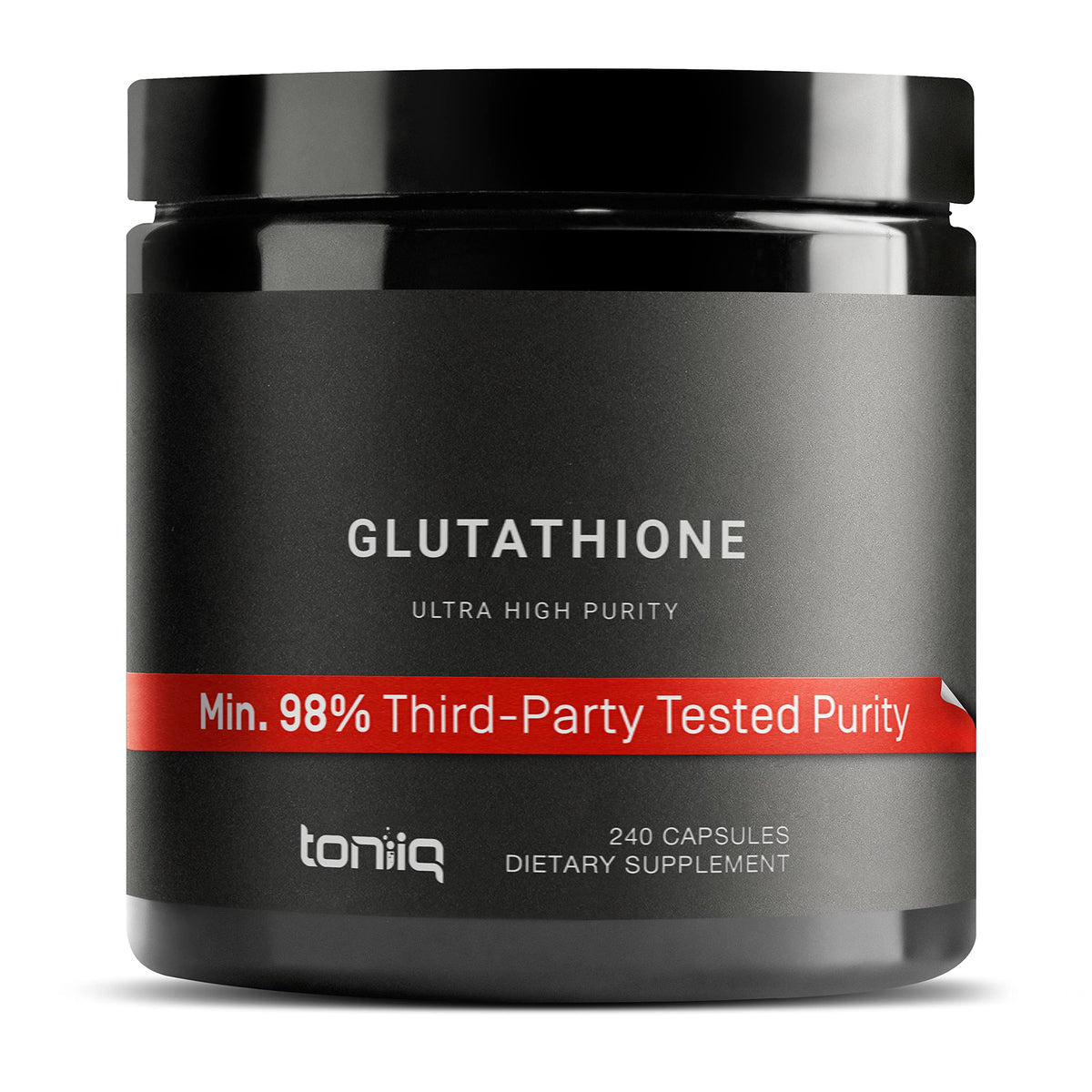 Toniiq Glutathione 1000mg capsules in bottle for advanced liver support.