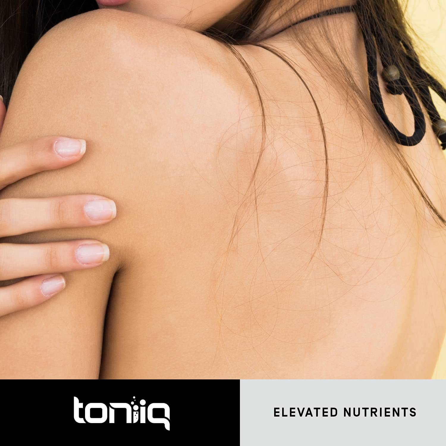 Ingredients panel close-up shows purity claims and non-GMO formulation.