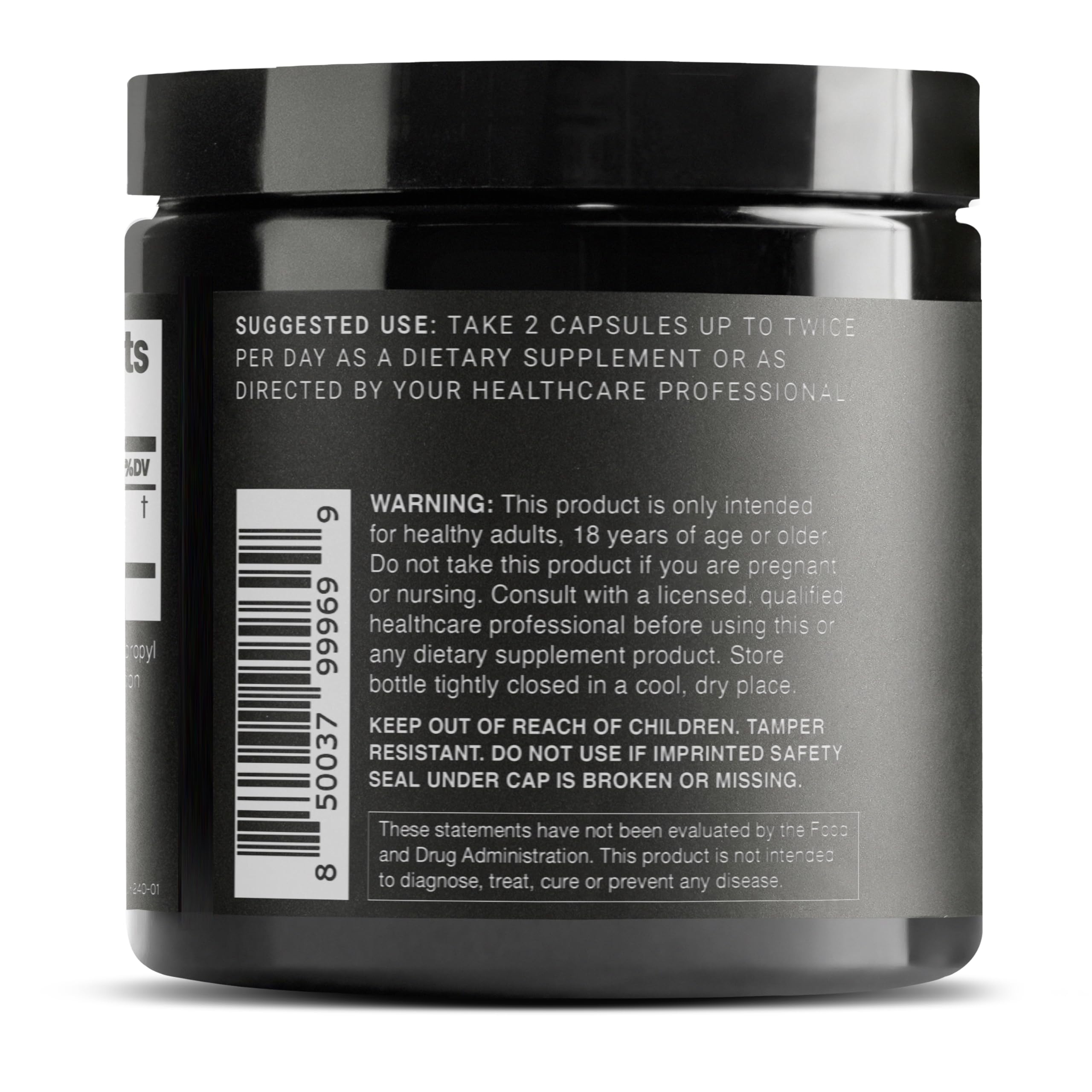Toniiq Glycine 1300mg capsules close-up of label and dosage.