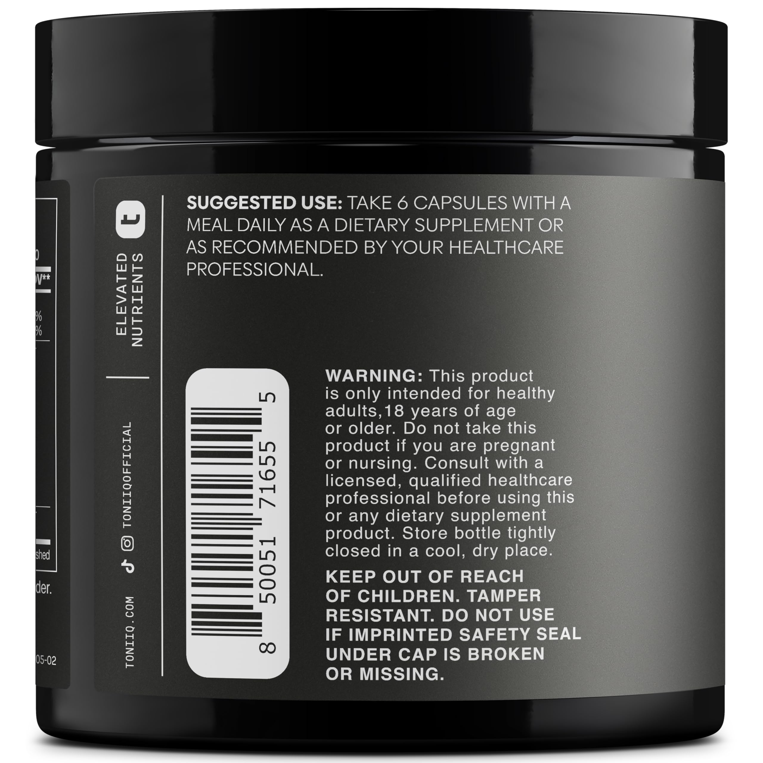 Toniiq HGH supplements countertop mockup for product showcase.