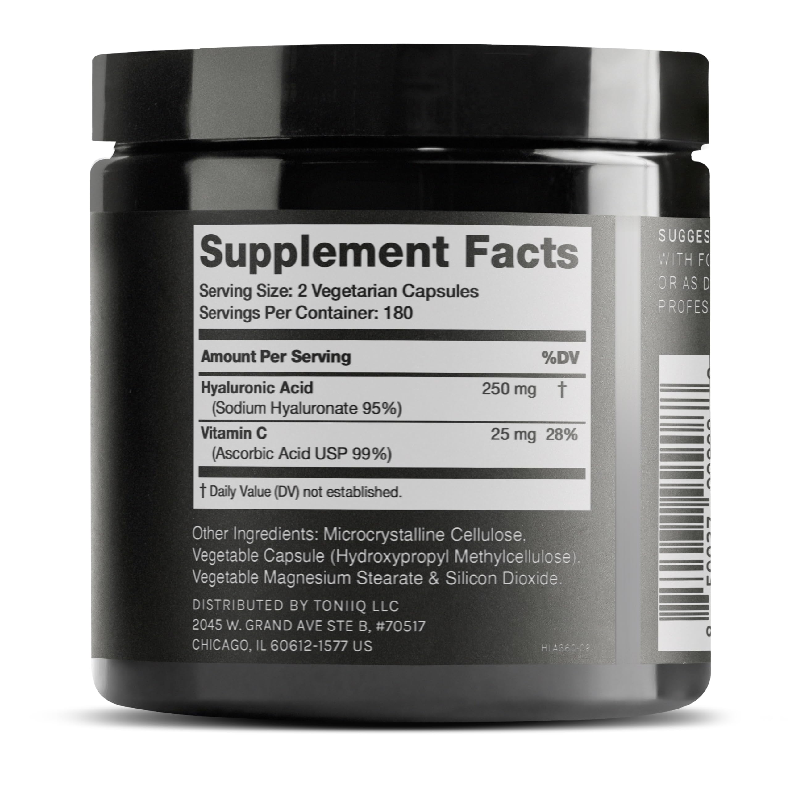 Toniiq HA capsules inside showcase compact daily dosing for convenience.