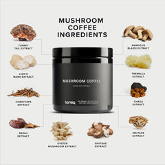 Toniiq Mushroom Coffee labeled GMP verified and third-party tested.