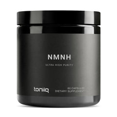 Toniiq NMNH supplement bottle showing premium packaging for NAD+ support potential.
