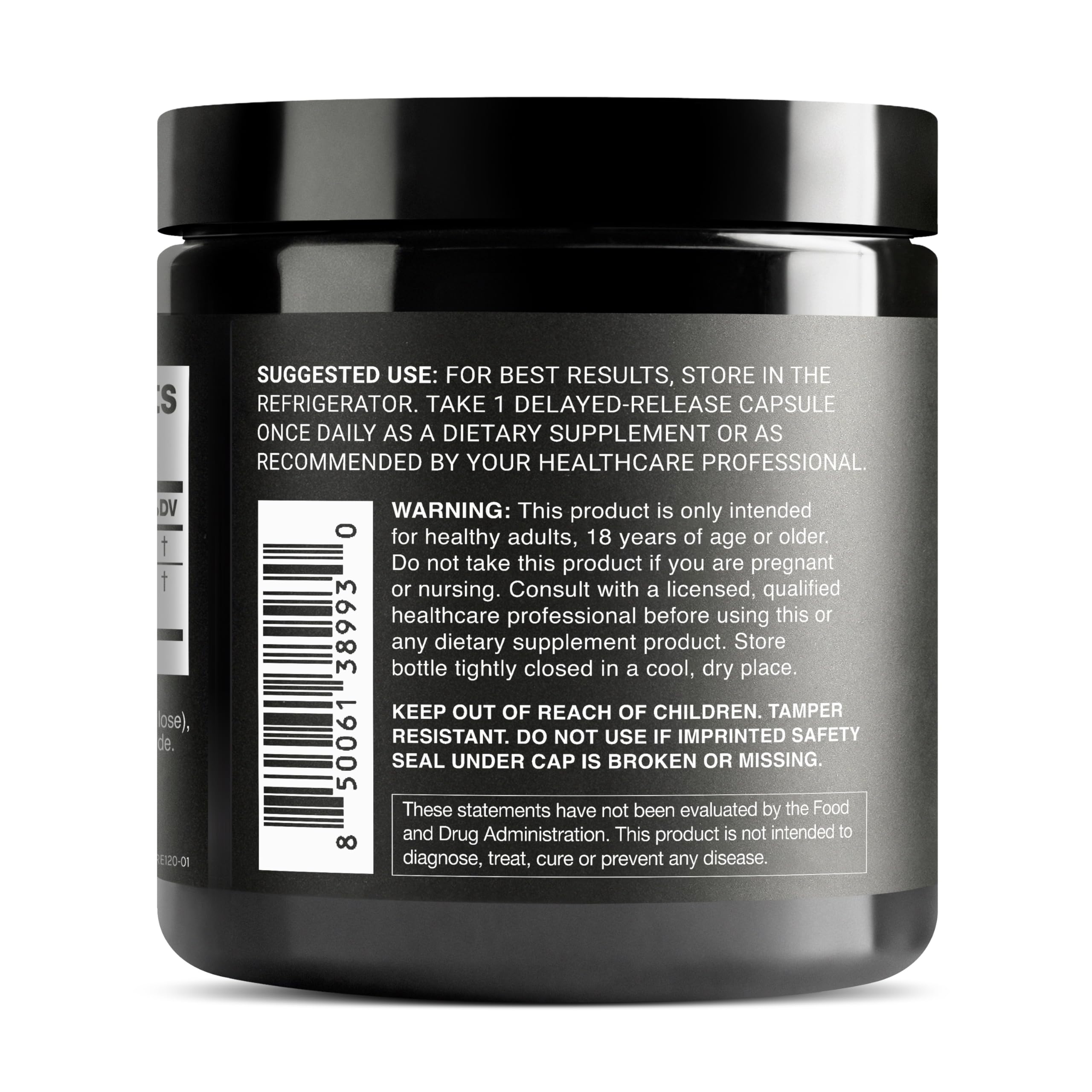 Toniiq probiotic label close-up with batch testing emphasis