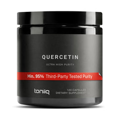 Toniiq Quercetin bottle front shows 1000mg serving for daily support