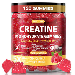 TopCAPAK Creatine Gummies raspberry shape for daily energy support