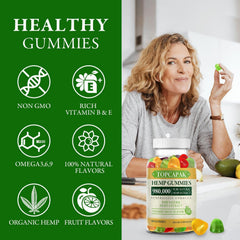 TOPCAPAK Hemp Gummies texture closeup emphasizes chewable form