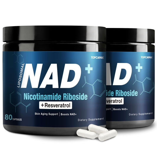 TopCapak NAD+ 1000mg bottle front view for daily energy and focus.