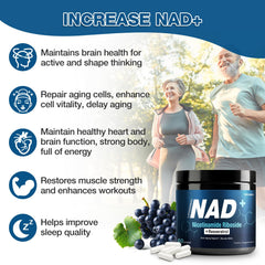 TopCapak NAD+ 1000mg capsules close-up for easy daily energy support.