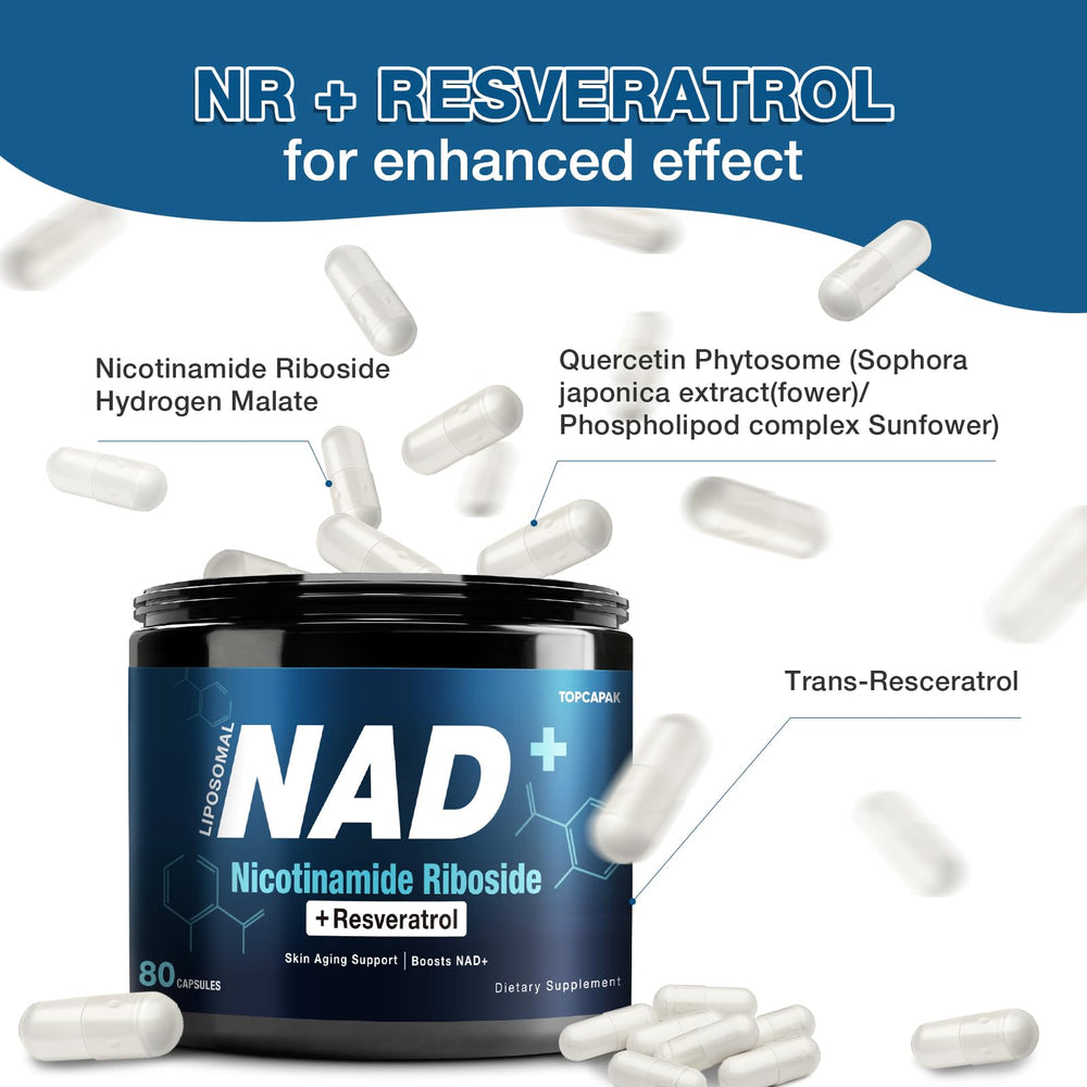 TopCapak NAD+ 1000mg two-bottle set packaging communicates value and convenience.