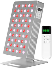 Topcupro red light panel on face promoting skin vitality and relaxation.