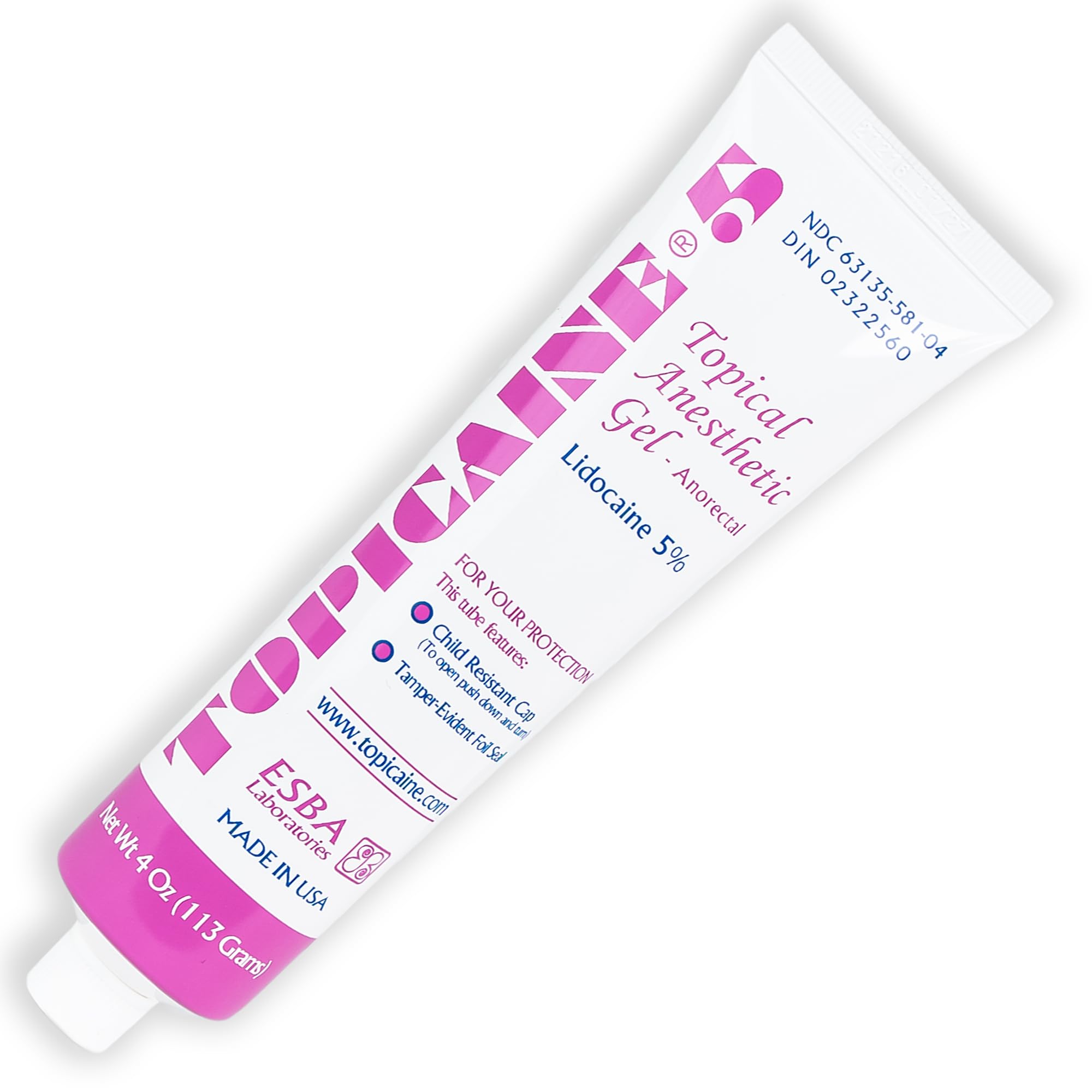 Topicaine hemorrhoid pain relief cream tube for quick comfort.