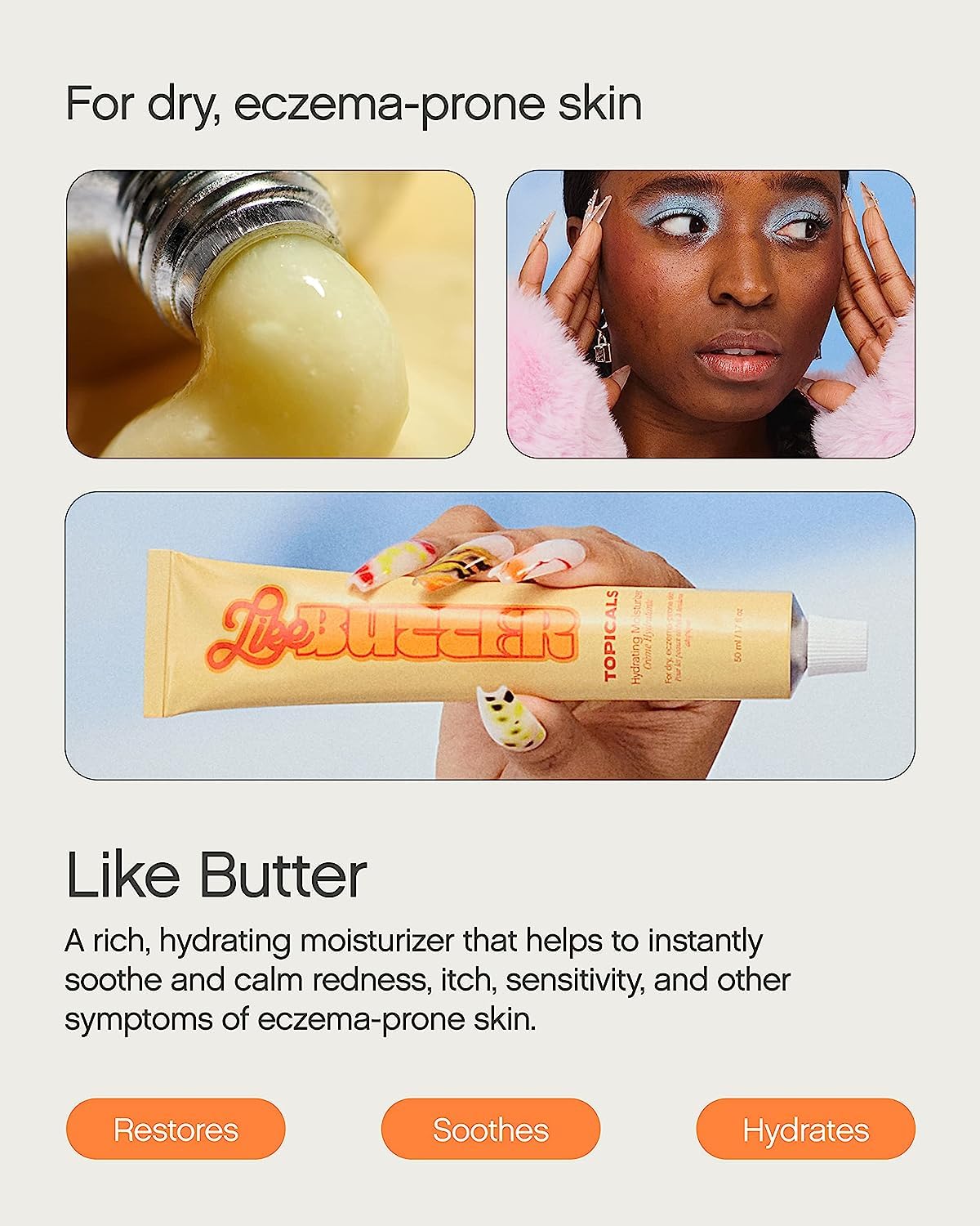 Topicals Like Butter packaging front view highlighting simple daily routine.