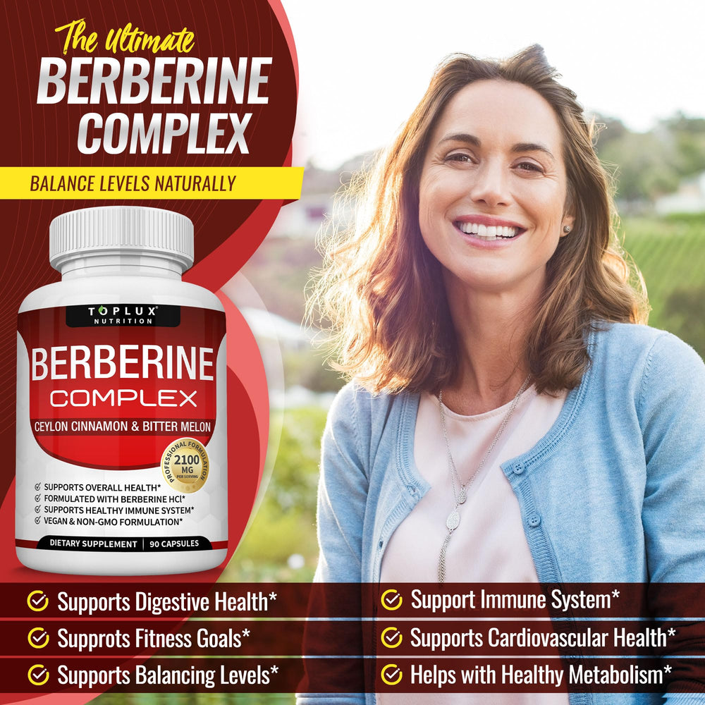 Toplux Berberine HCL close-up signaling high absorption in daily routine