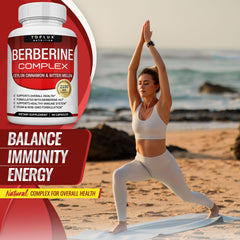 Toplux Berberine bottle packaging highlights convenient 90 capsules