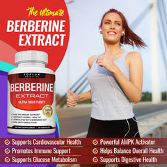 Toplux Berberine label detail highlights purity and ingredients.