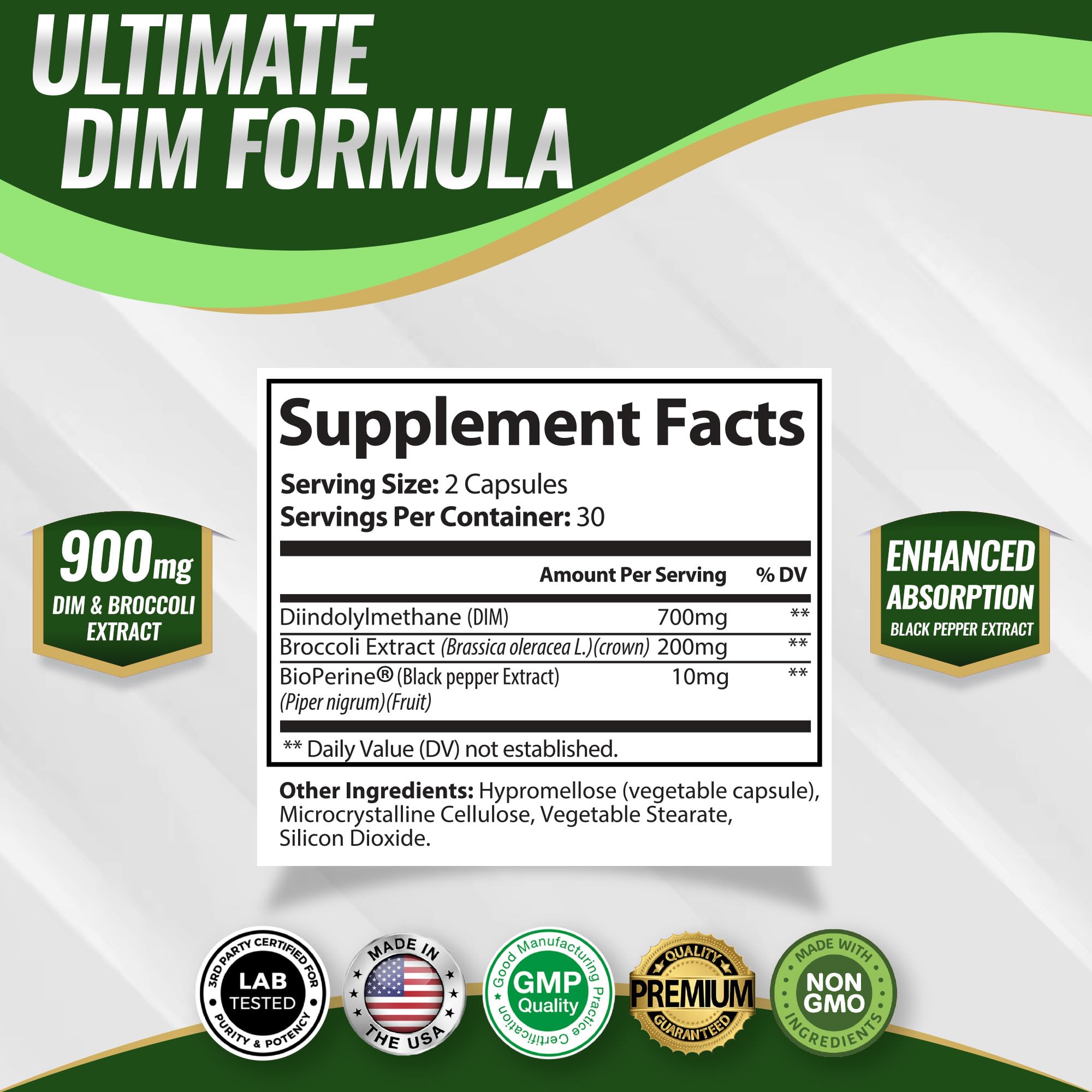 Toplux DIM broccoli extract emphasizes natural plant-based DIM source for wellness.