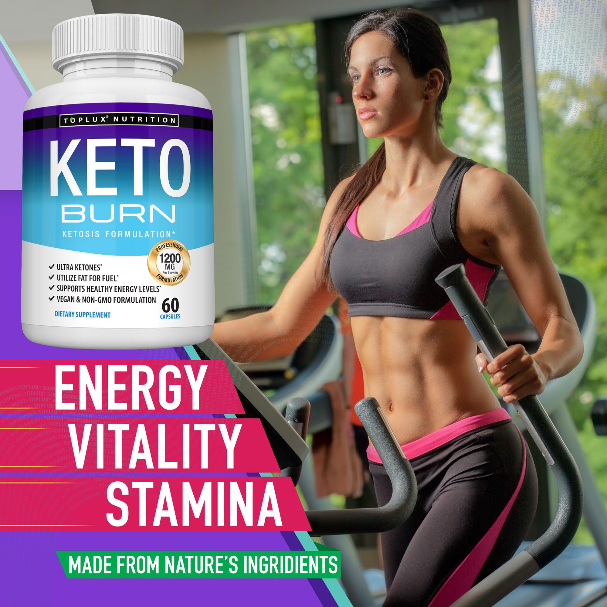 Toplux Keto Burn Pills in a gym bag, travel-friendly and convenient.