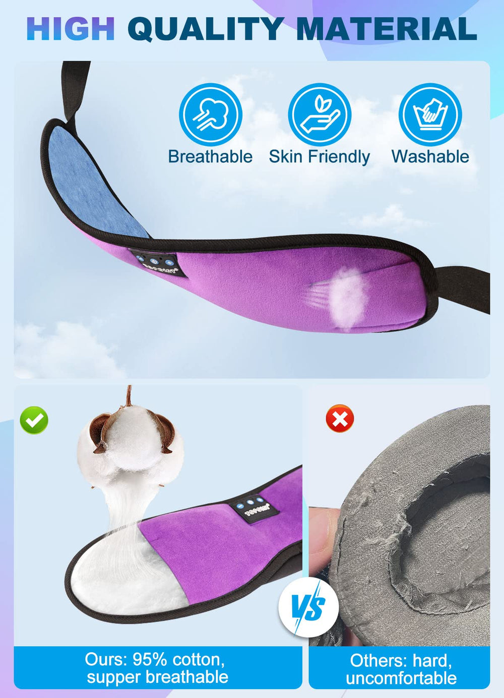 TOPOINT sleep mask with built-in microphone supports hands-free calls.