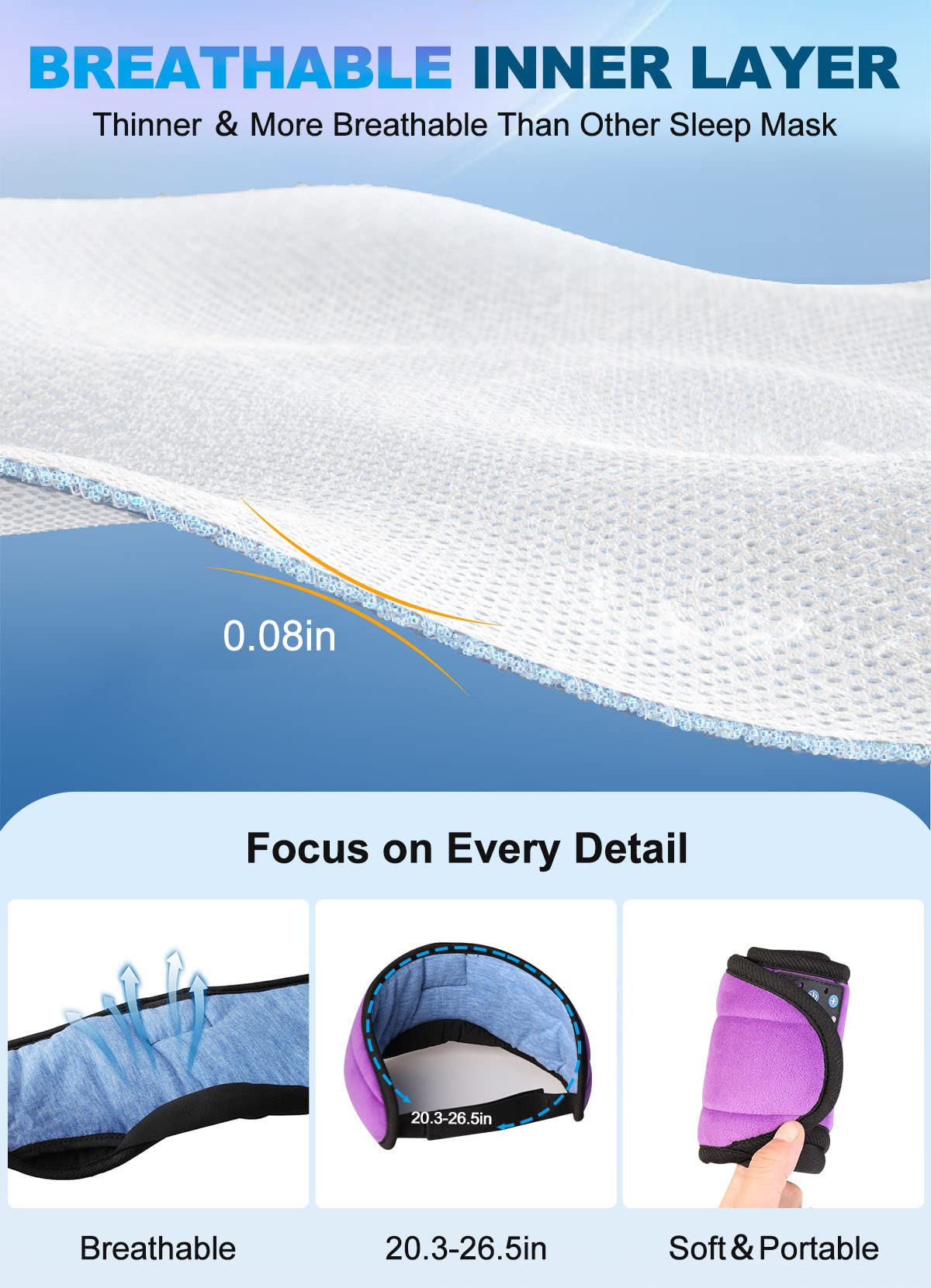 TOPOINT light-blocking nose-area design enhances darkness for side sleepers.