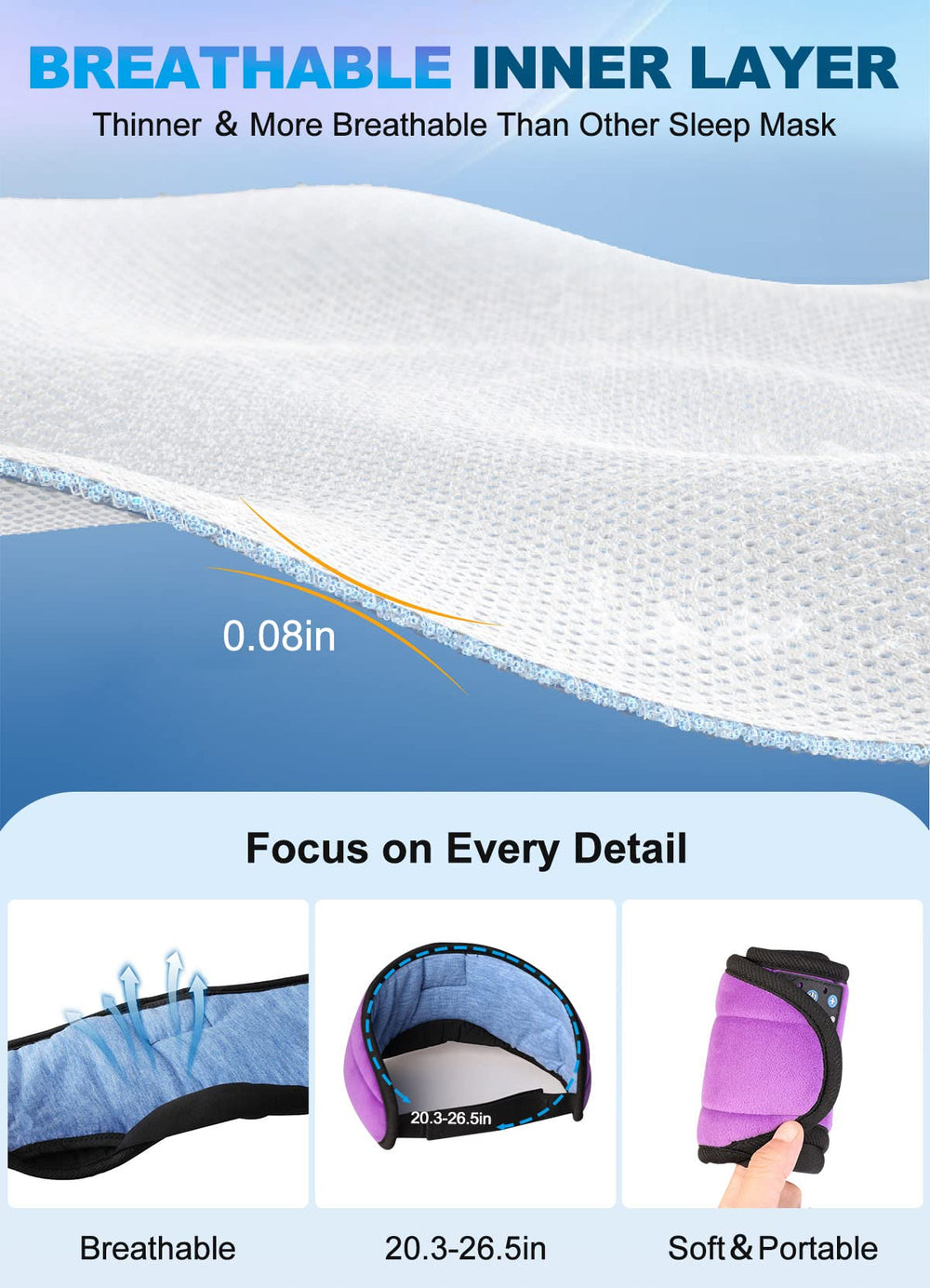 TOPOINT light-blocking nose-area design enhances darkness for side sleepers.