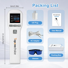 Toponechoice included accessories: manual, glasses, and charger