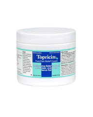 Close-up of Topricin cream tube, odor-free and easy to apply.
