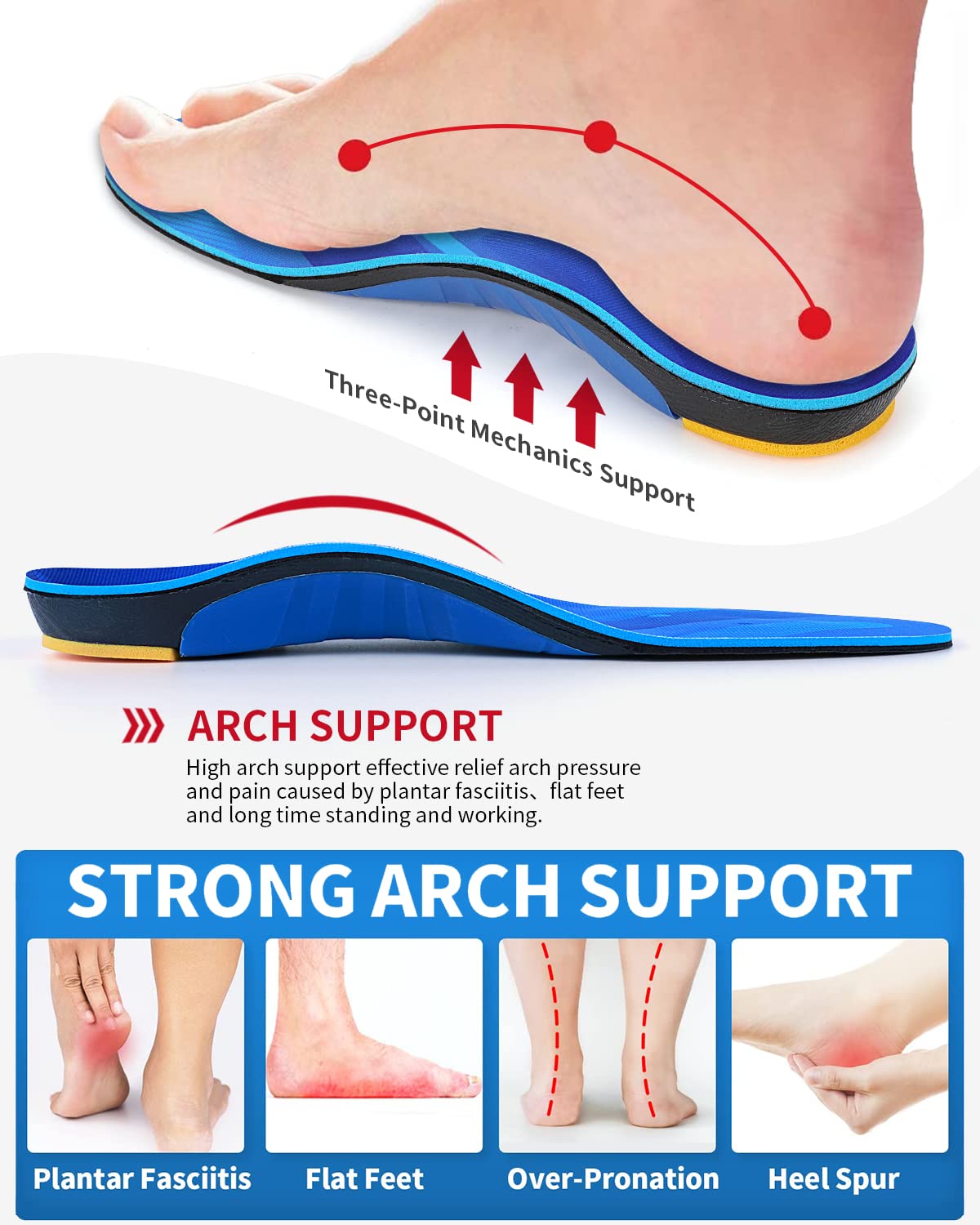 TOPSOLE plantar fasciitis relief insole promotes even load distribution