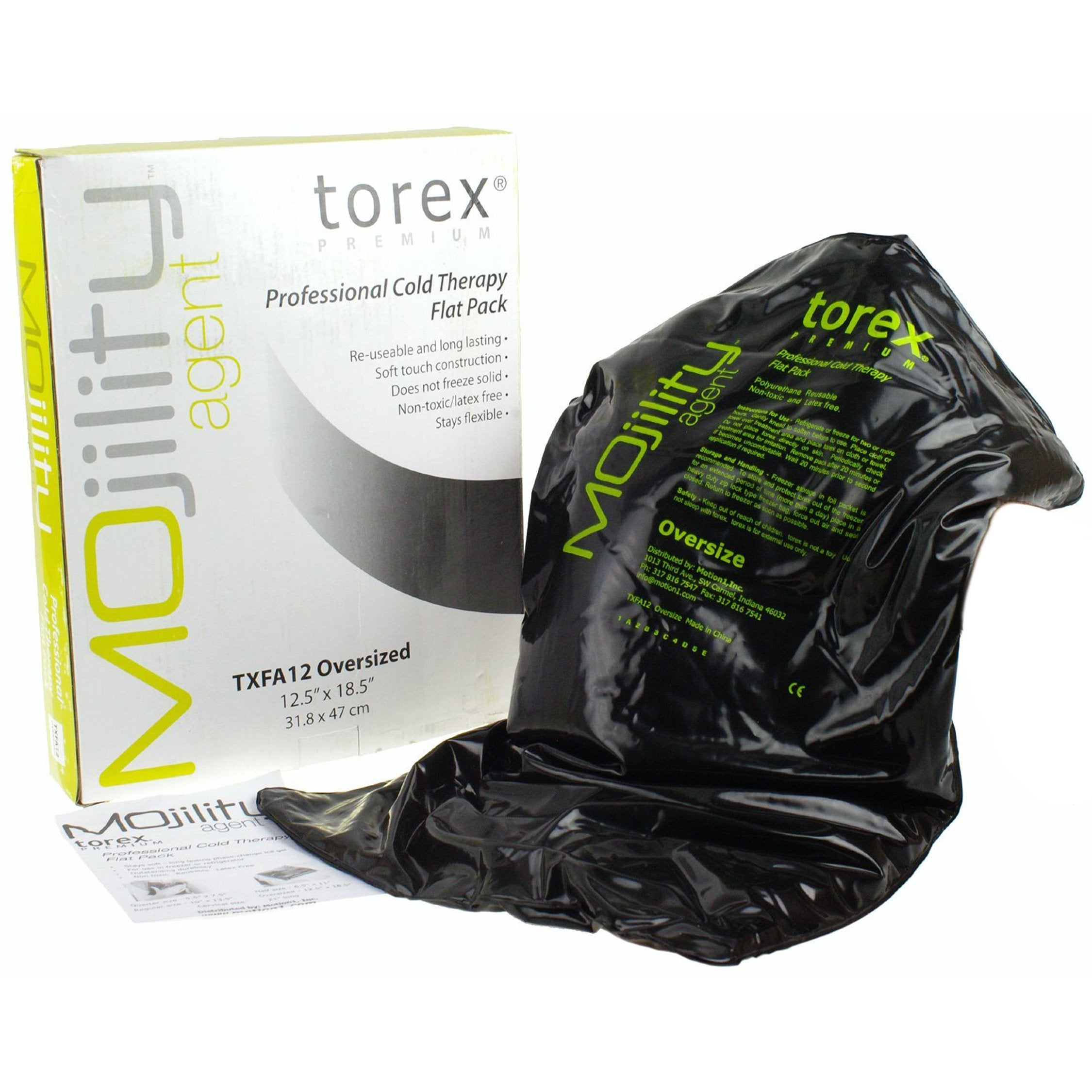 Torex Cold Pack Black Oversize front view showing large coverage for swelling relief