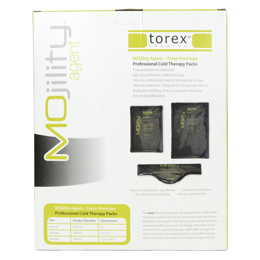 Torex Cold Pack Black Oversize in freezer ready for reusable cold therapy sessions