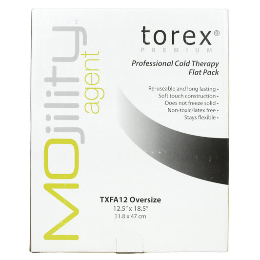 Torex Cold Pack Black Oversize on bed illustrating back and larger muscle area icing