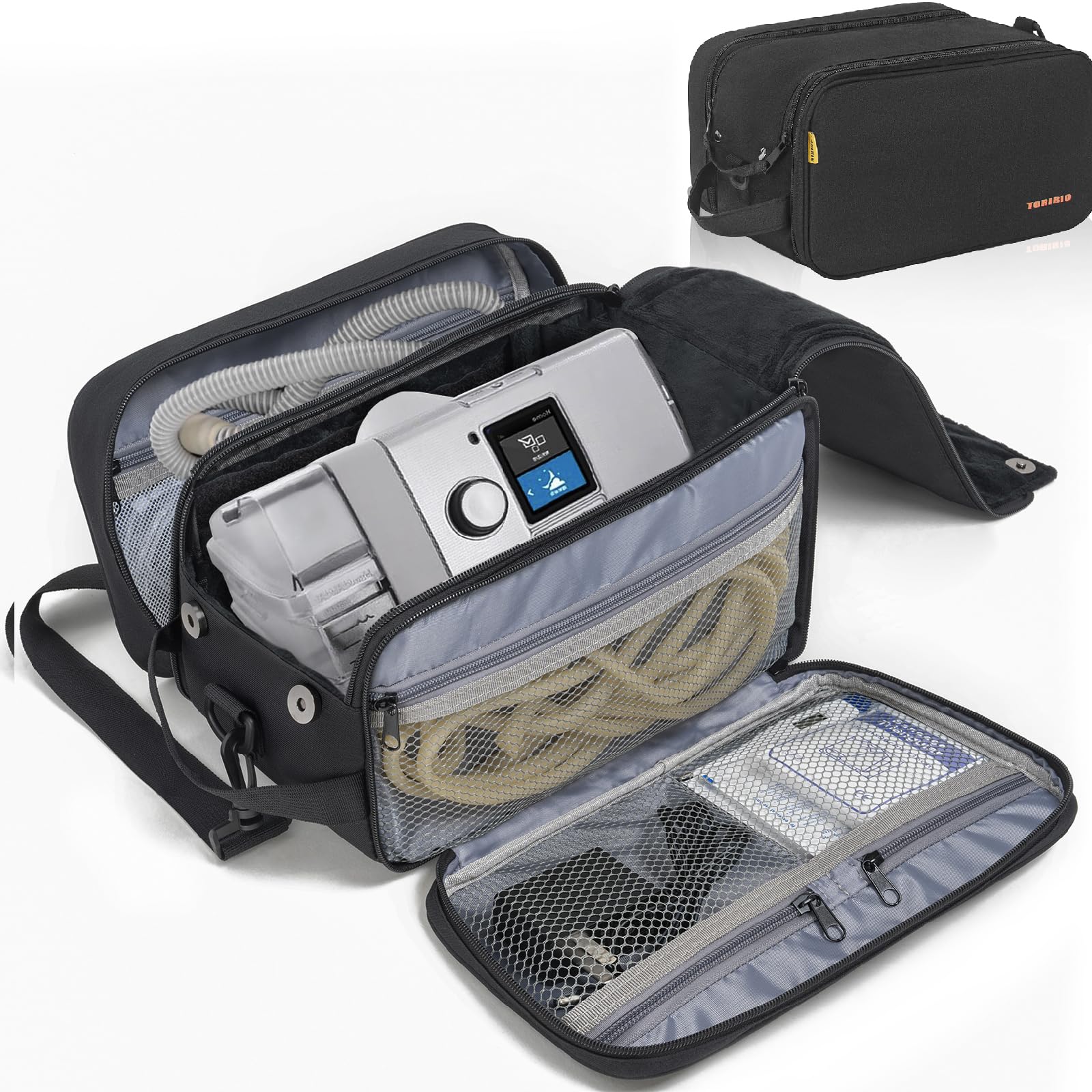 TORIBIO CPAP travel bag interior compartment keeps devices organized during travel