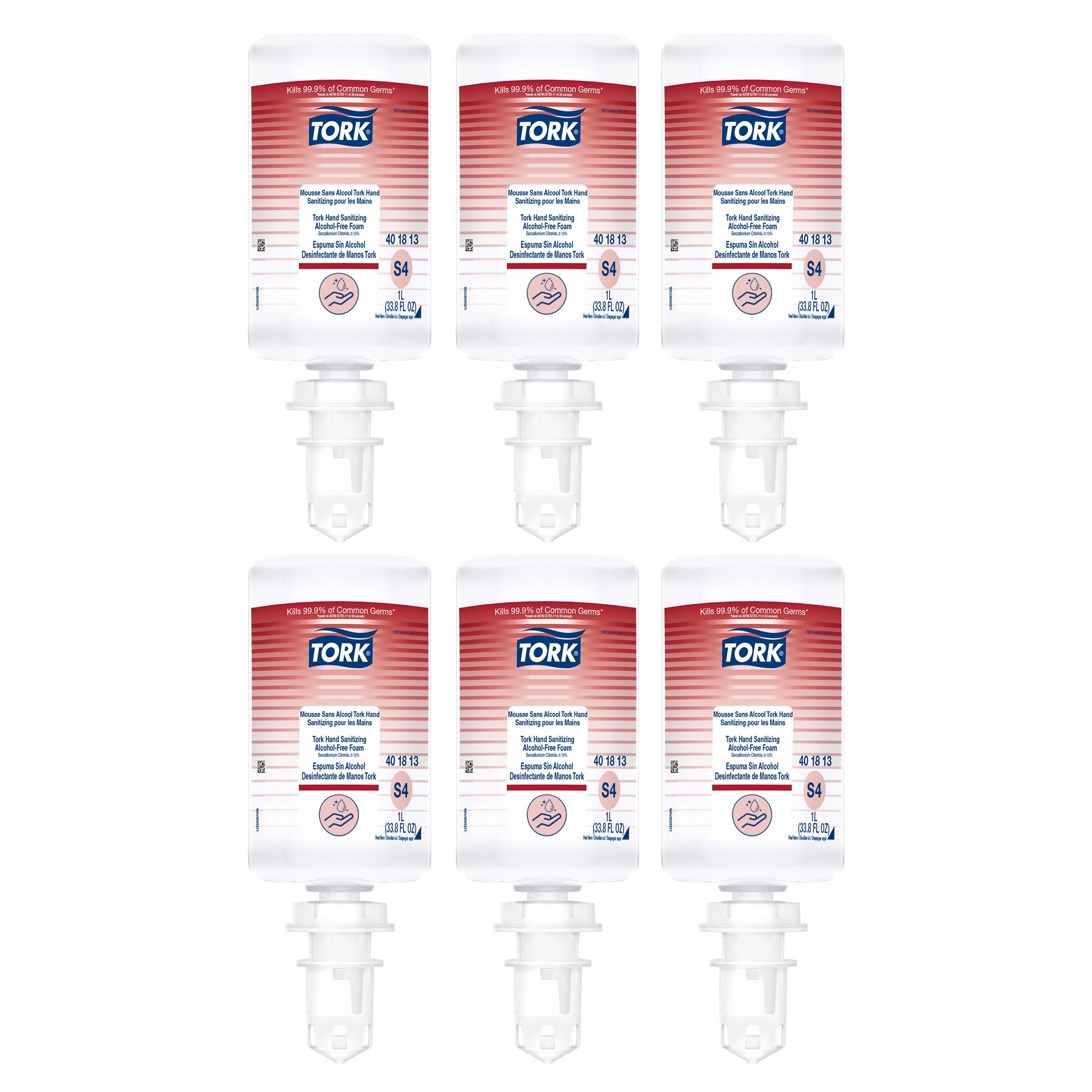 Tork alcohol-free foam S4 bottle with pump for quick, hygienic hand sanitizing.