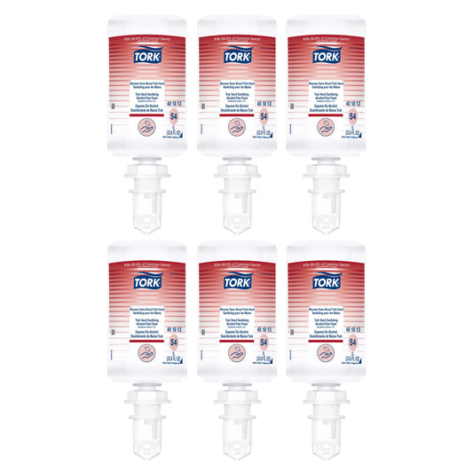 Tork alcohol-free foam S4 bottle with pump for quick, hygienic hand sanitizing.