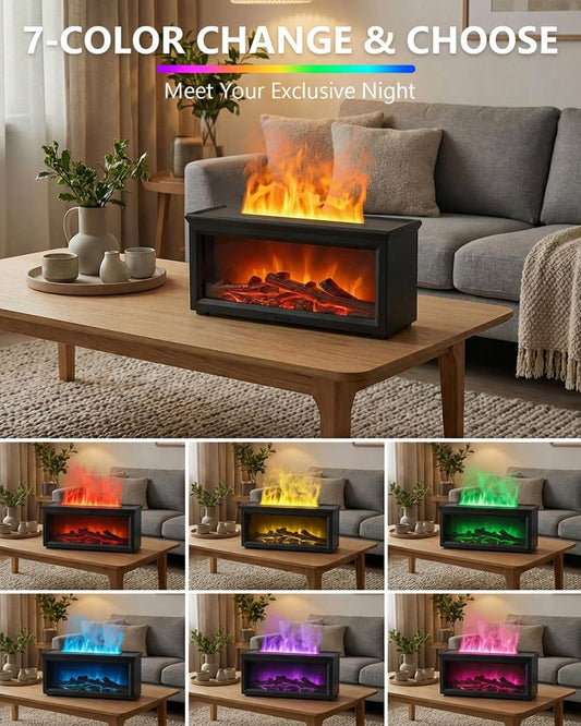 Torlaist fireplace diffuser realistic 3D fire glow enhances ambience and fragrance.