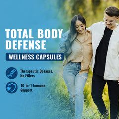 Total Nutra Immune Support background emphasizes trustworthy, USA-made wellness choice.