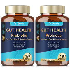 Totaria 14-in-1 gut health bottle showcases capsules for daily digestion support.