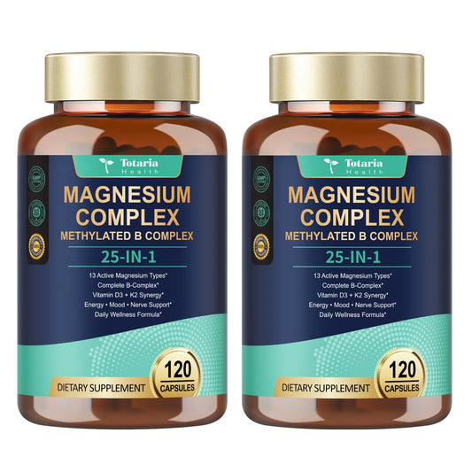 Totaria 25-in-1 Magnesium Complex bottle overview for balanced daily wellness