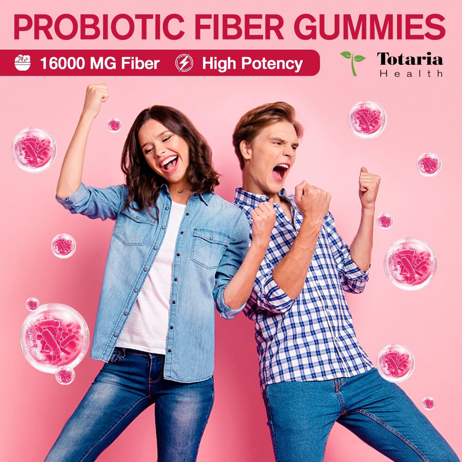 Totaria gummies bottle back shows ingredients and benefits at a glance.