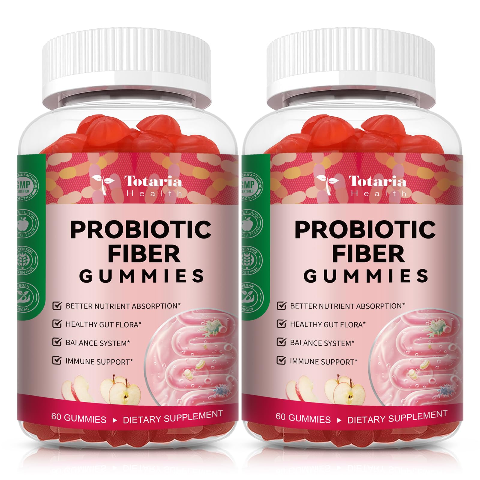 Totaria 9-in-1 probiotic fiber gummies bottle front for easy daily digestive support.